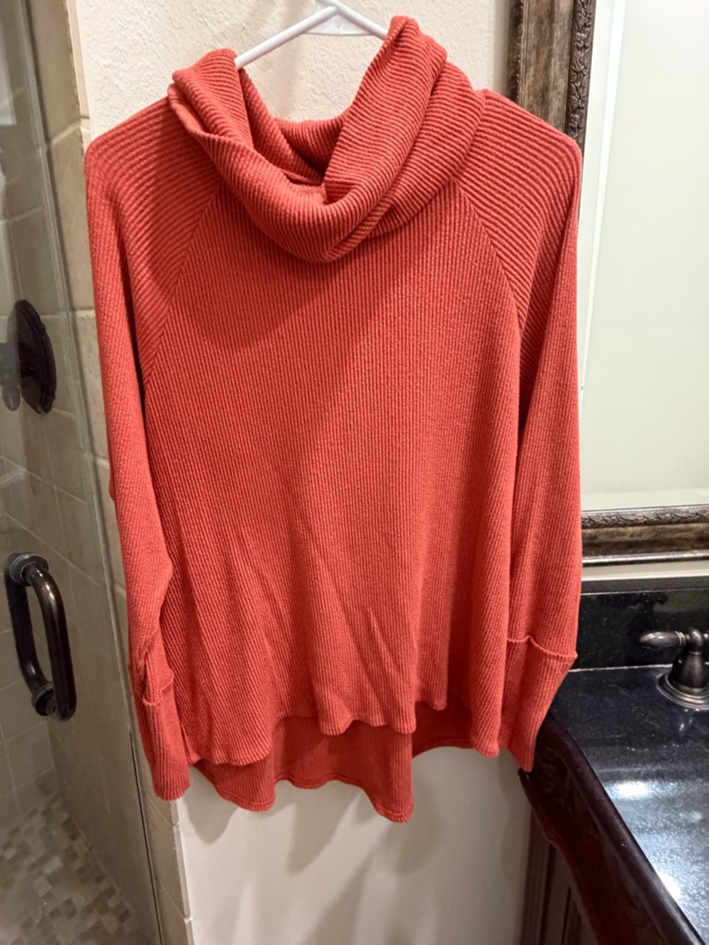 Caslon Rust Cowl-Neck Ribbed Sweater